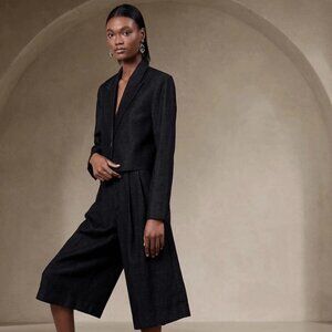 NWT Banana Republic Wool Linen Blend Wide Leg Culotte Size 16 Quiet Luxury Relax